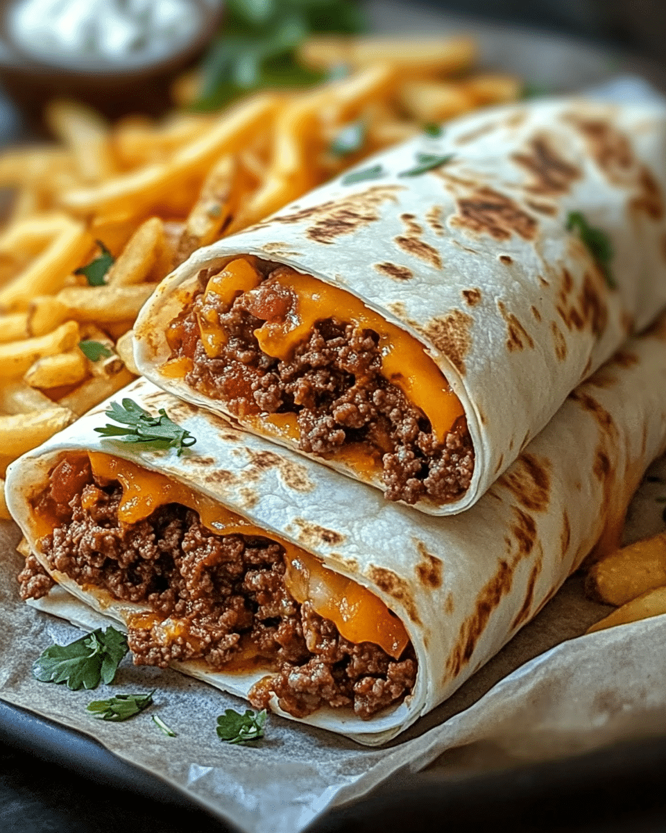 Cheesy Beef Burritos with Fries