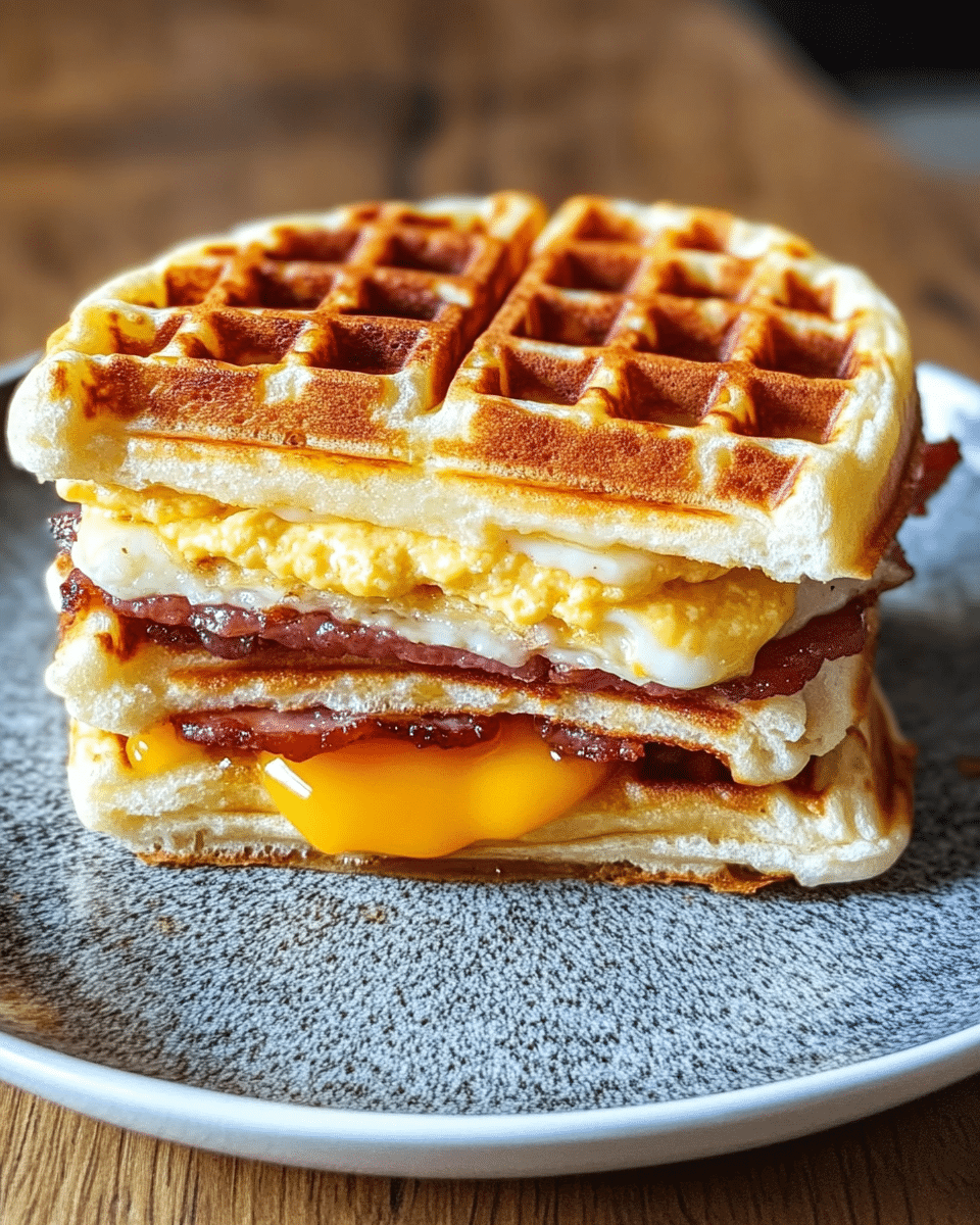 Sweet Waffle Grilled Breakfast Cheese Sandwich