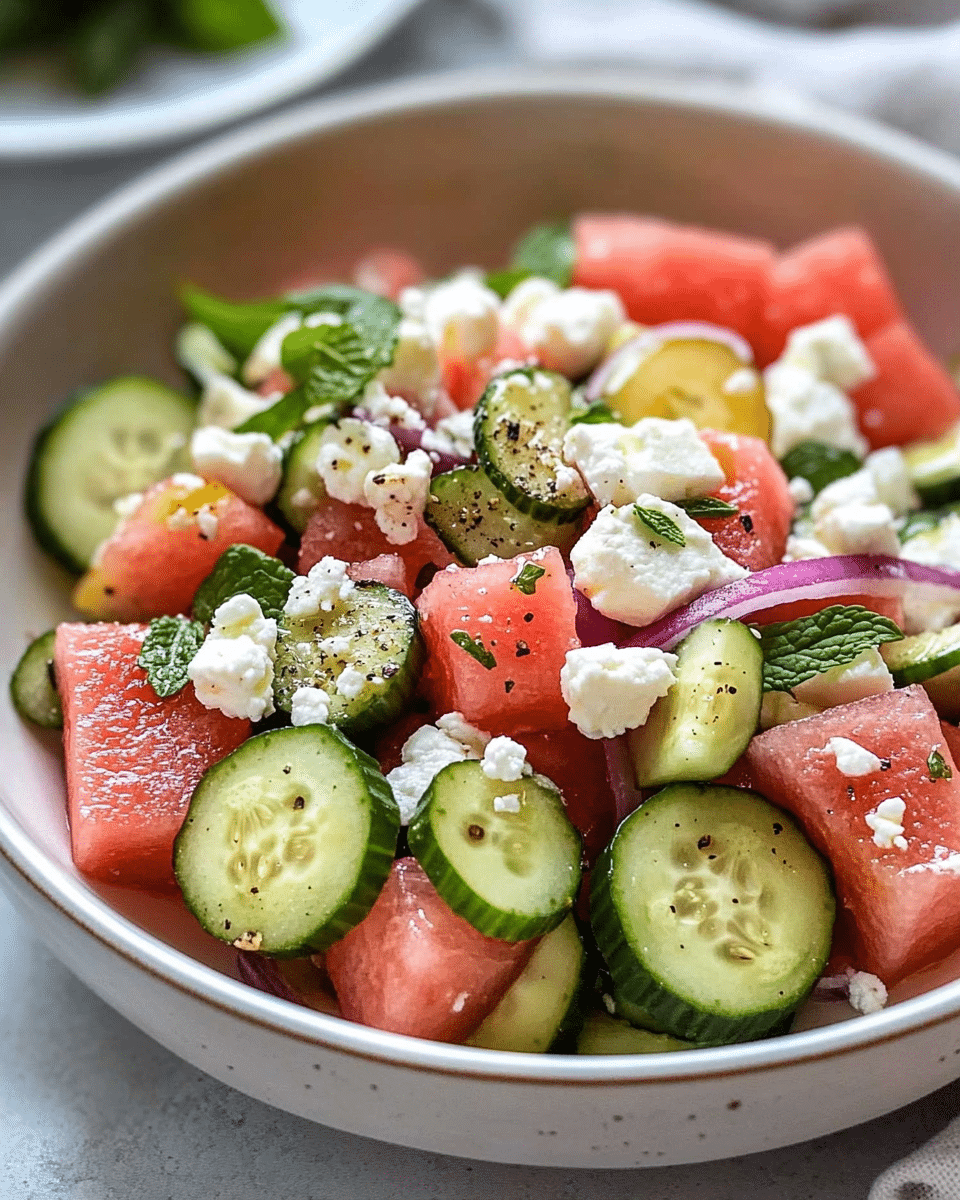 Watermelon Cucumber Feta Salad