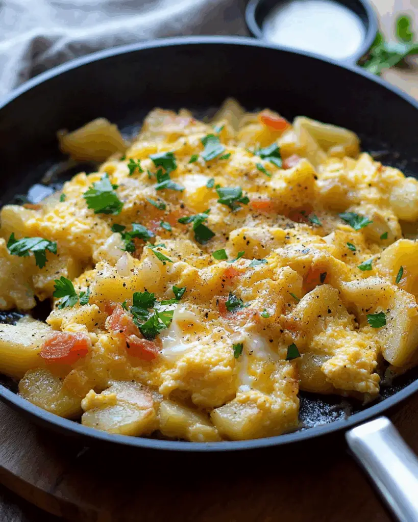 Cheesy Potato Egg Scramble