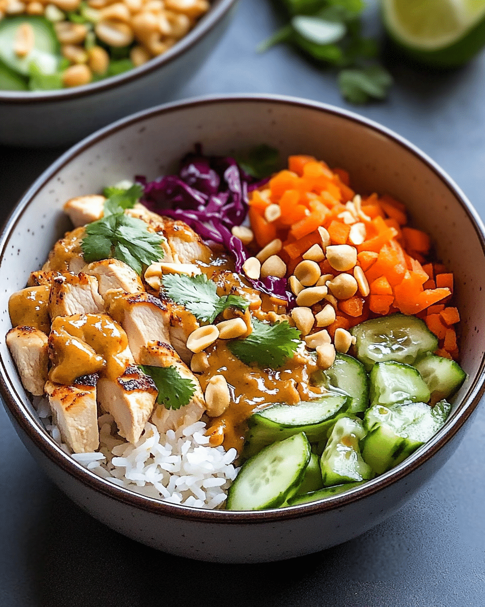 Thai Peanut Chicken Rice Bowl