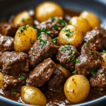 Garlic Butter Beef Bites with Baby Potatoes