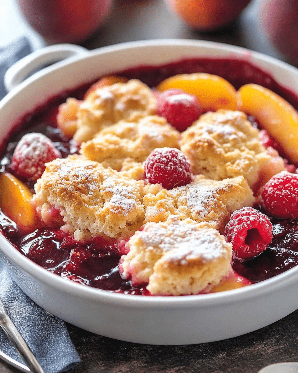 Peach Raspberry Cobbler