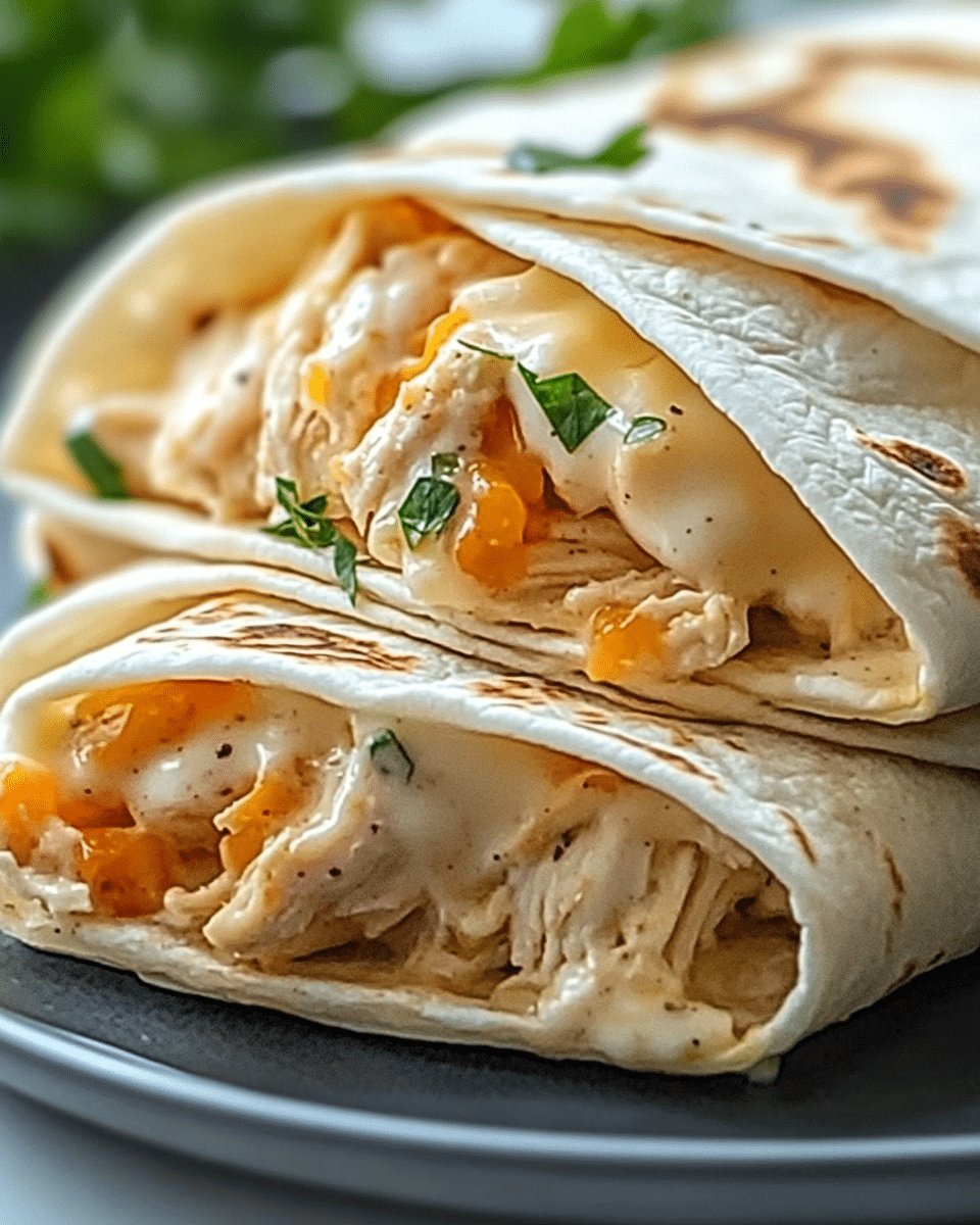 Cheesy Garlic Chicken Wraps