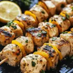 Grilled Lemon Garlic Chicken Skewers