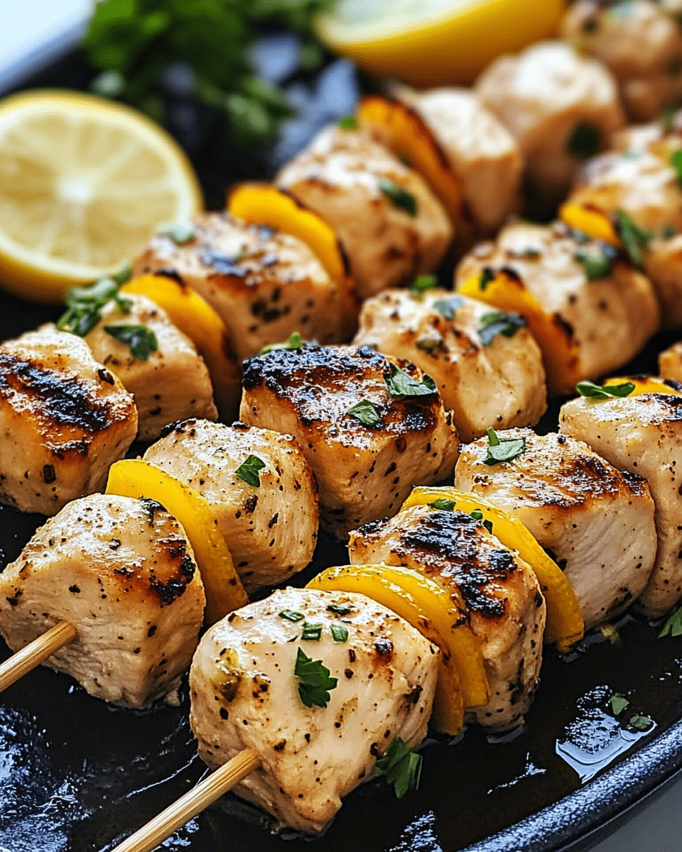 Grilled Lemon Garlic Chicken Skewers