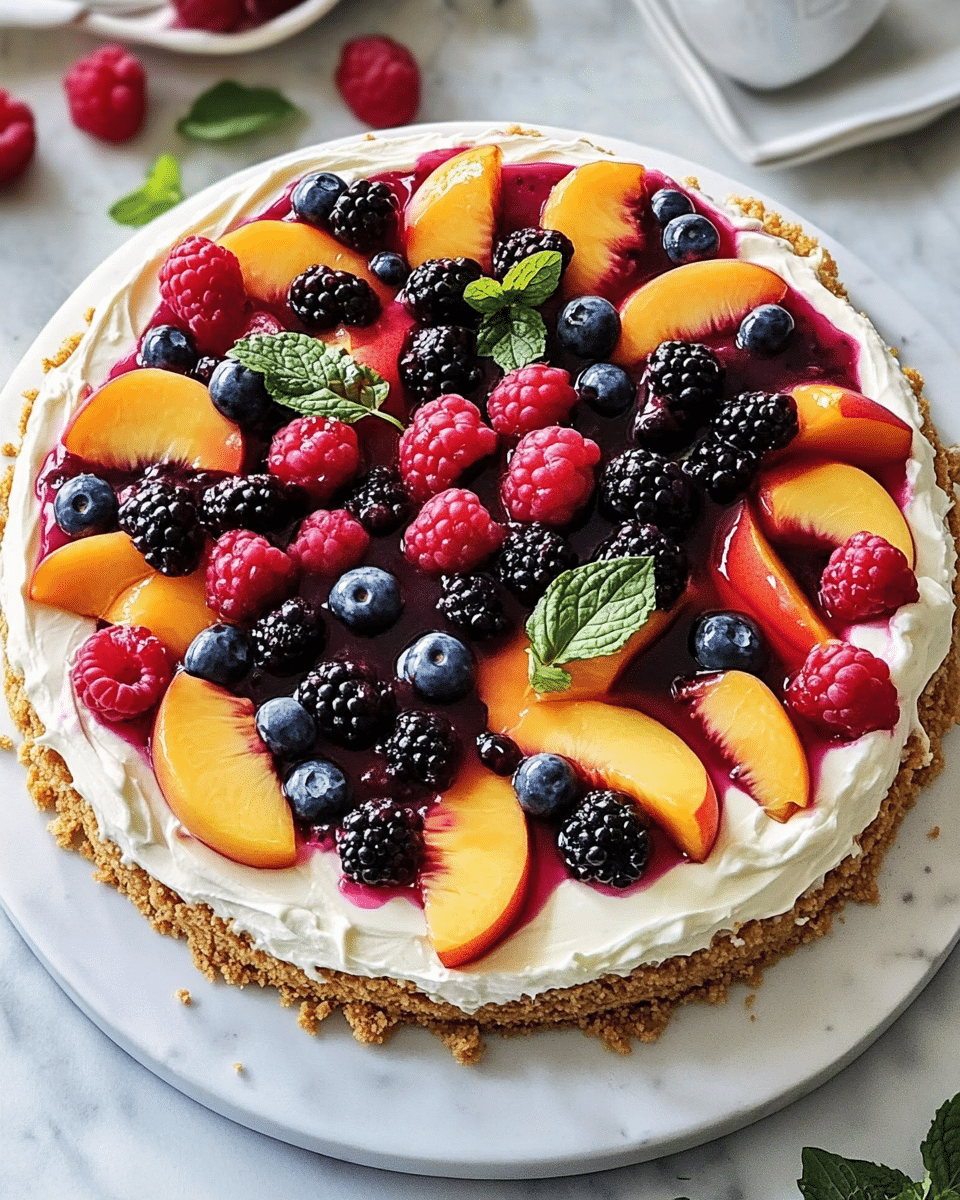 Summer Berry and Peach Cheesecake