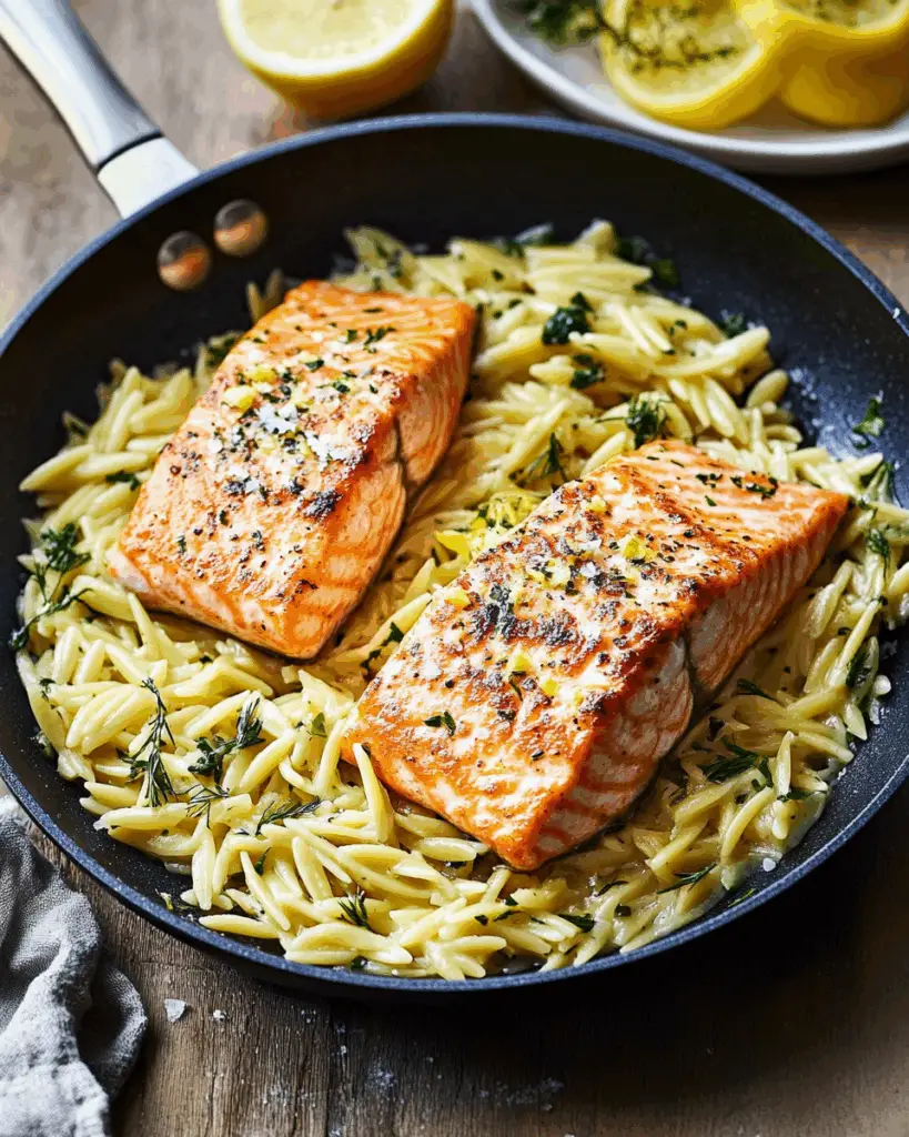 Skillet Salmon with Lemon Orzo
