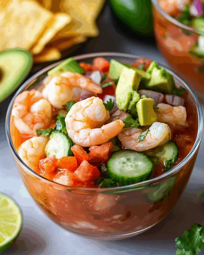 Mexican Shrimp Cocktail with Avocado and Lime
