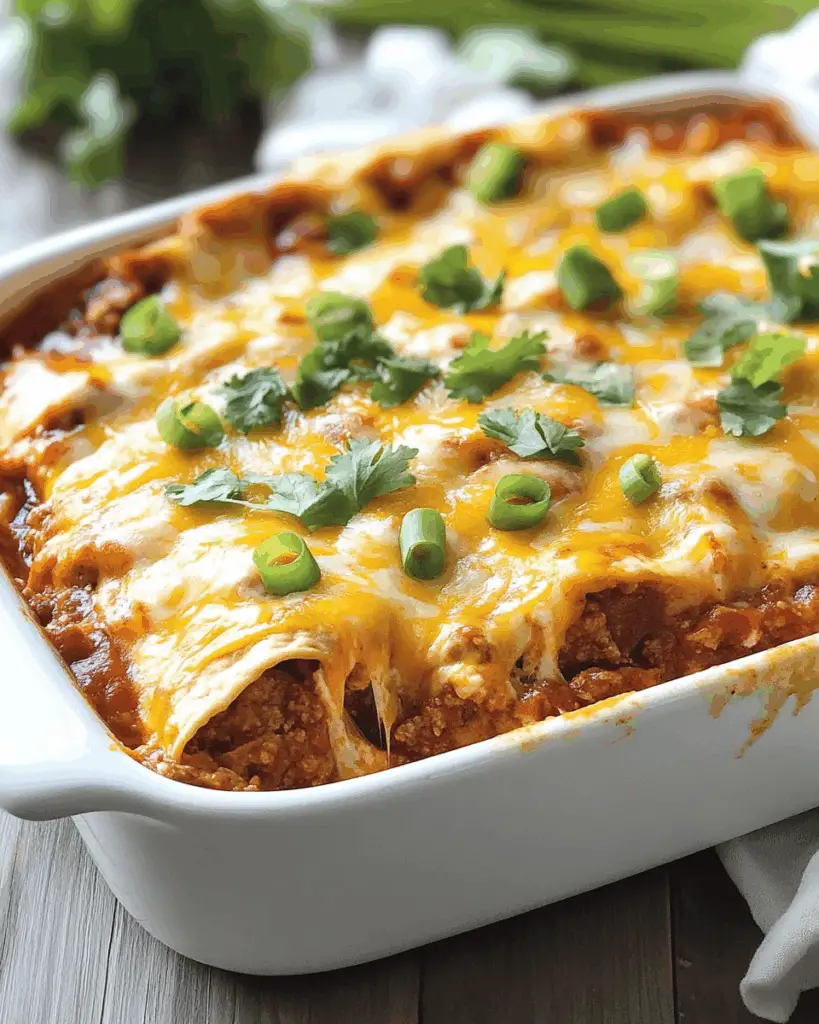 Cheesy Beef Enchilada Casserole