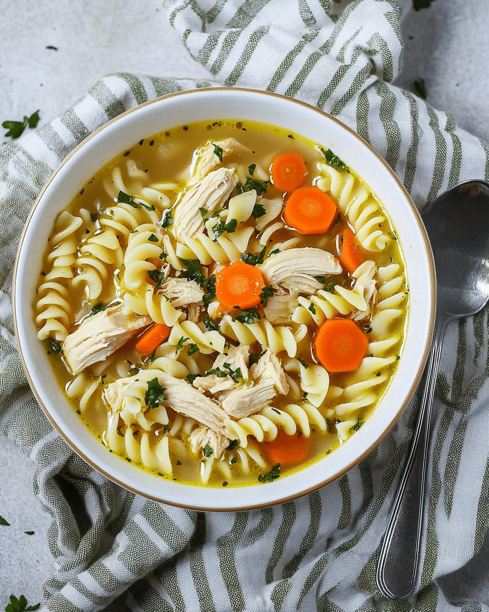 Comforting Fusilli Chicken Noodle Soup