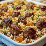 Honey Garlic Meatball Rice Bake