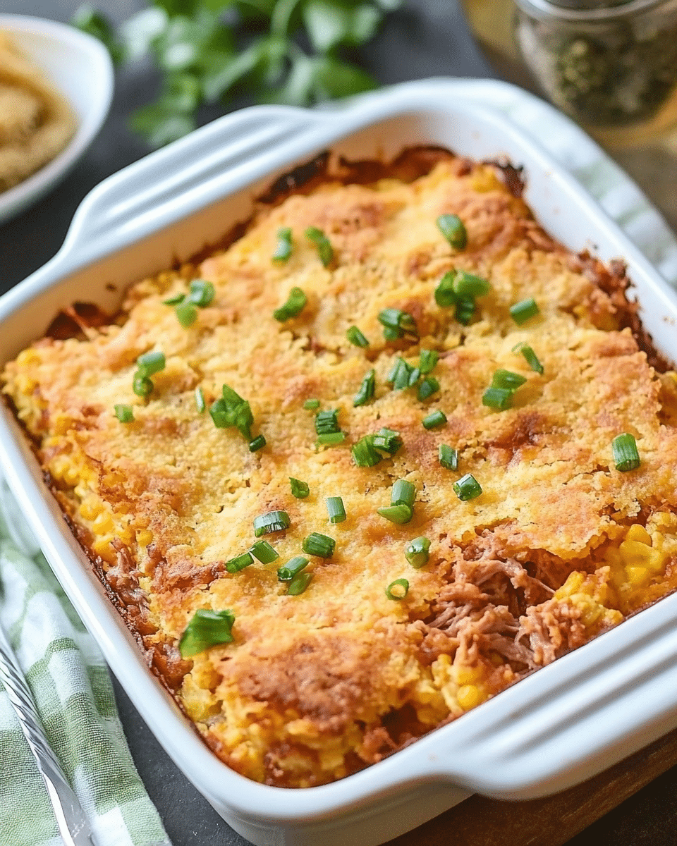 Pulled Pork Cornbread Casserole