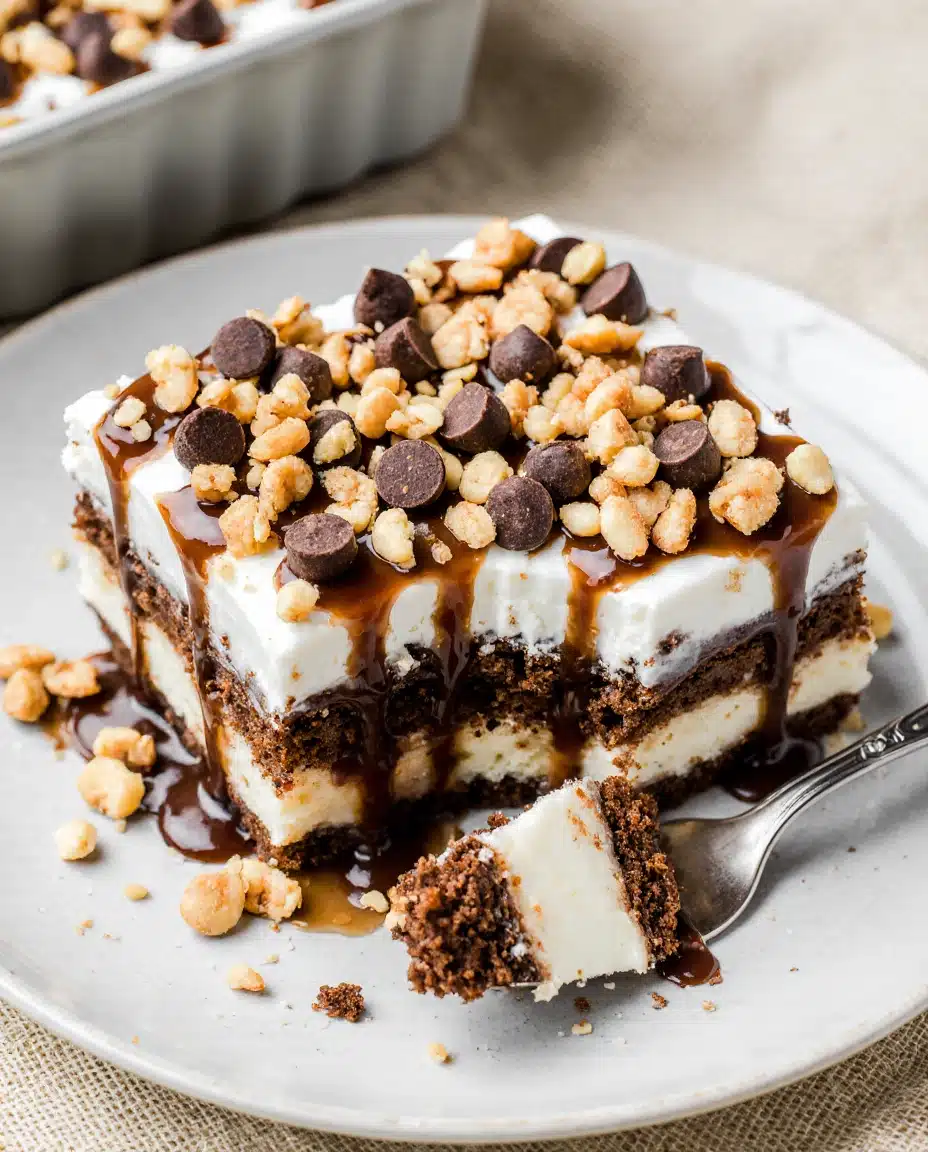 Hot Fudge Caramel Ice Cream Bar Cake