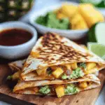 Hawaiian BBQ Quesadillas with Pineapple Mango Guacamole