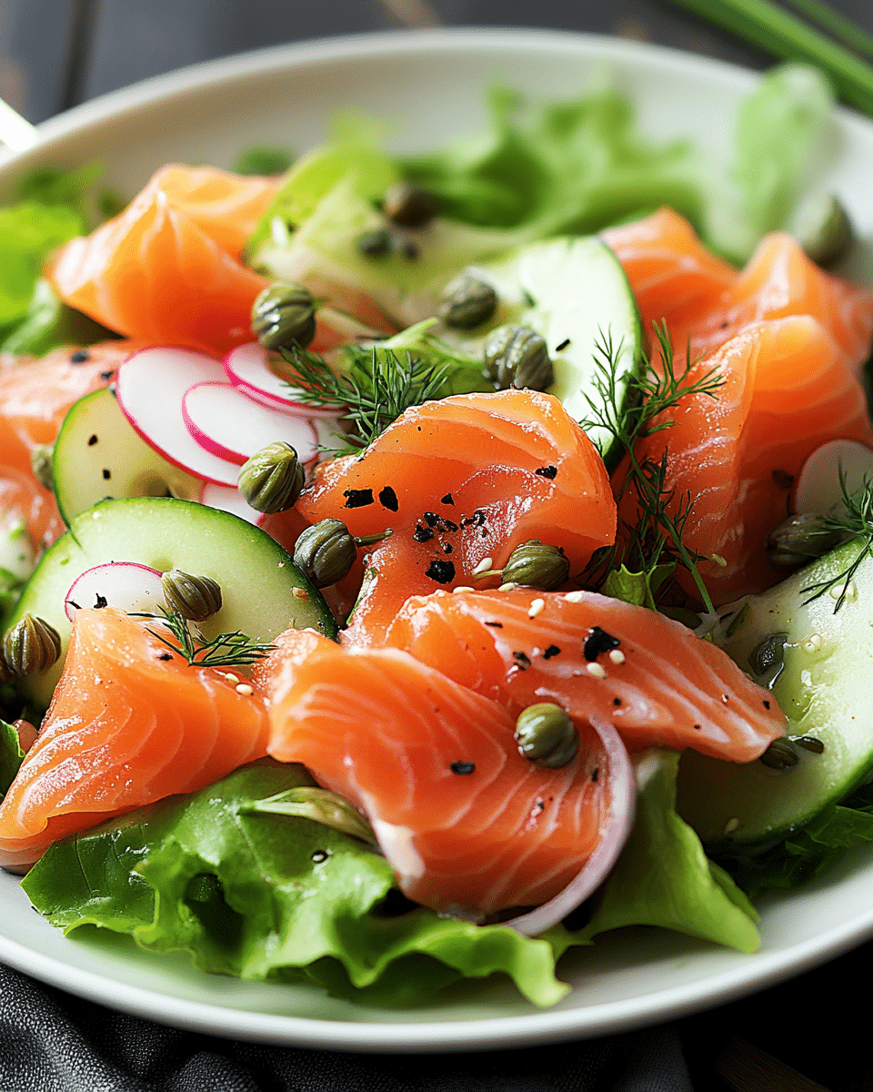 Smoked Salmon Salad with Creamy Caper Chive Dressing