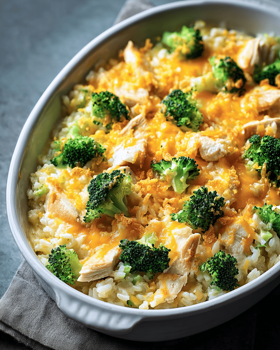 Cheesy Chicken Broccoli Rice Casserole