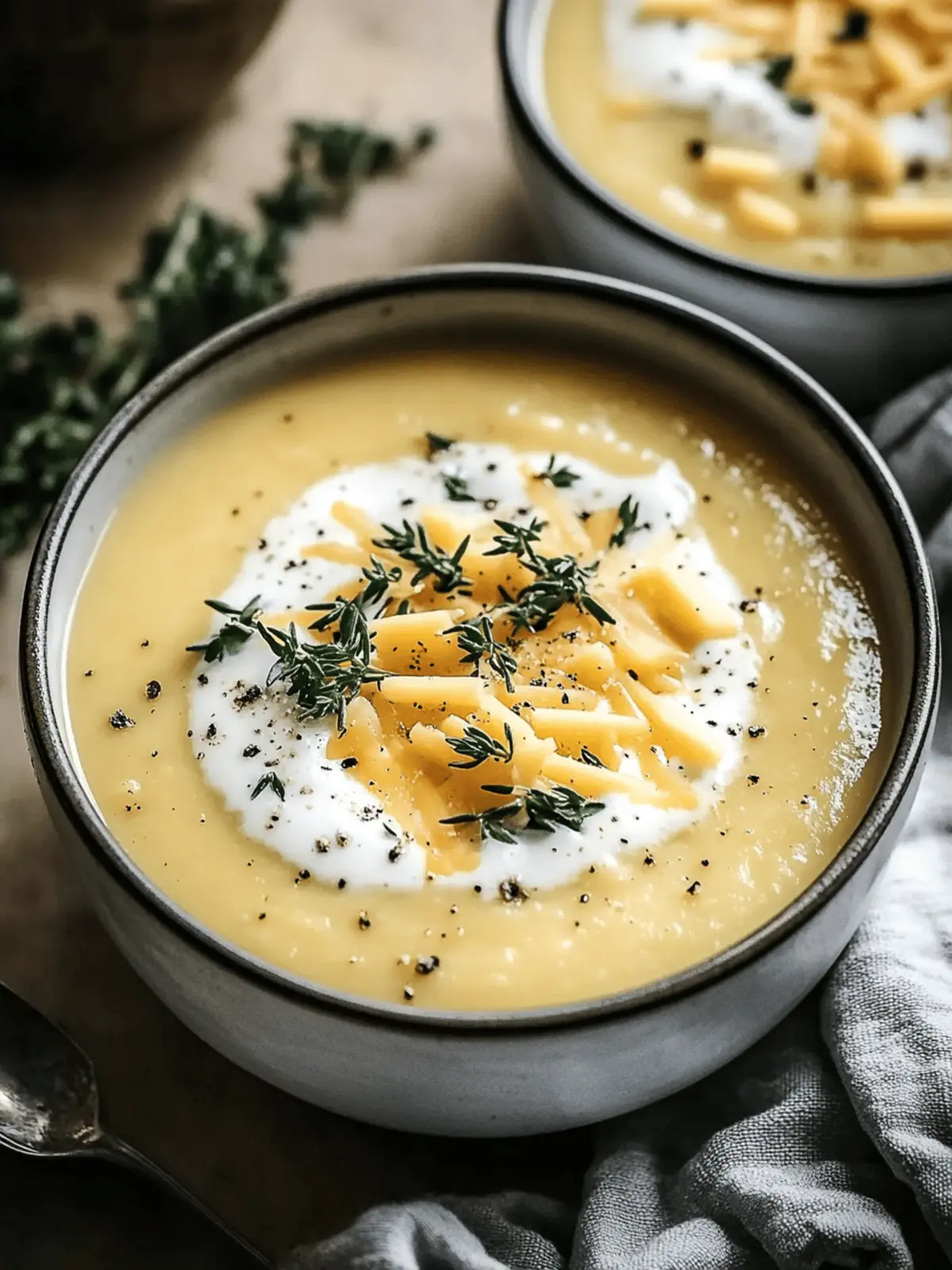 Creamy Cheddar Garlic Herb Potato Soup