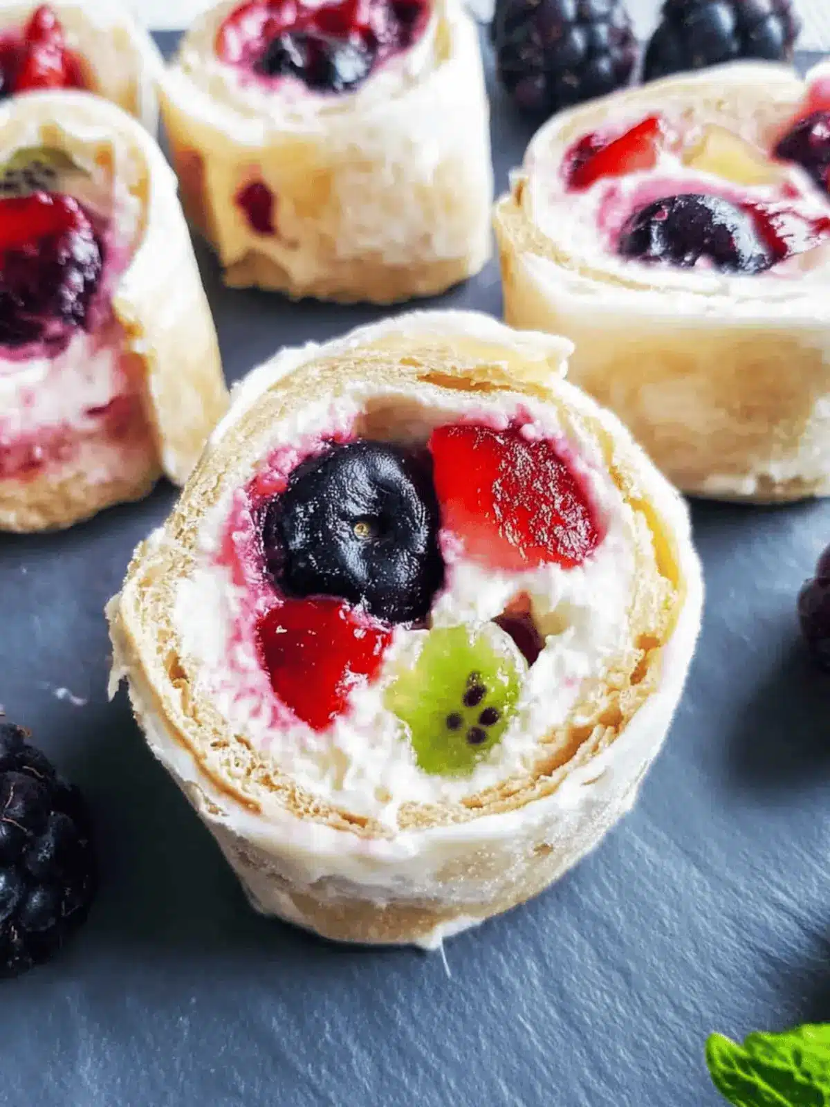 Easy Fruit Pinwheels with Cream Cheese and Berries