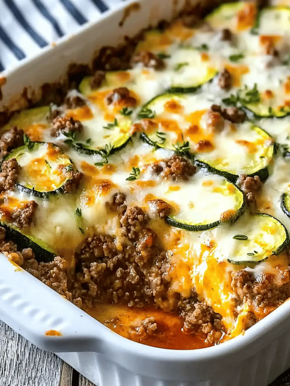 Cheesy Ground Beef and Zucchini Casserole