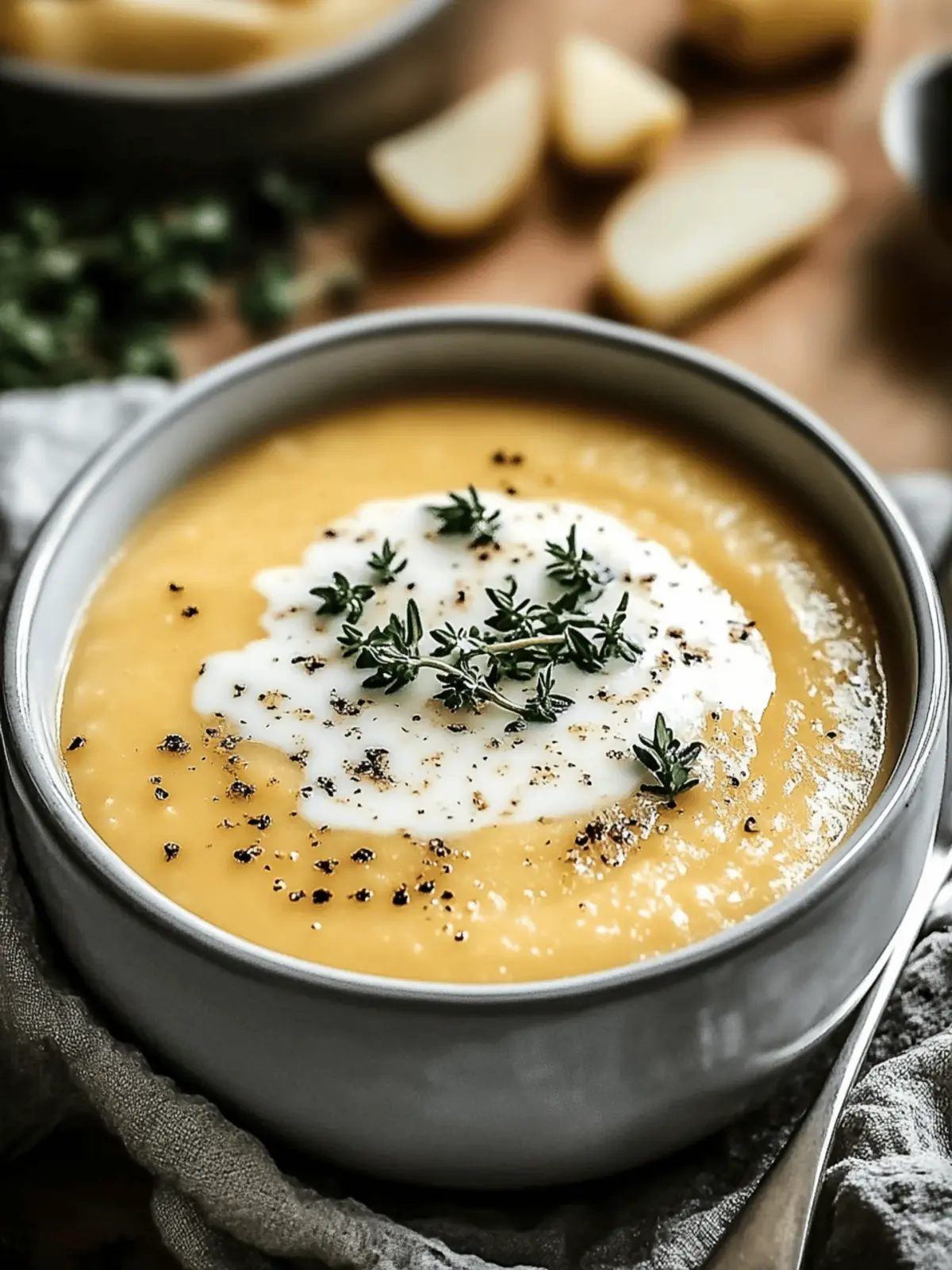 Creamy Cheddar Garlic Herb Potato Soup