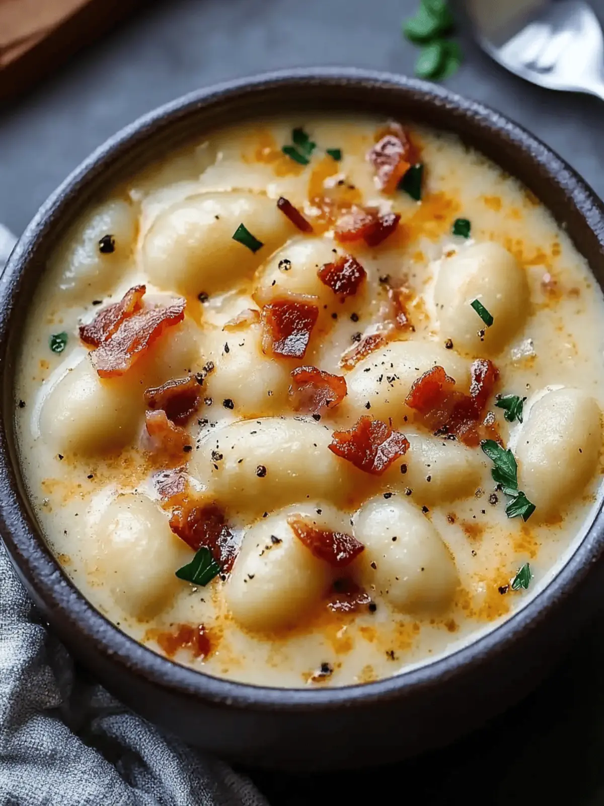 Bacon Cheddar Gnocchi Soup