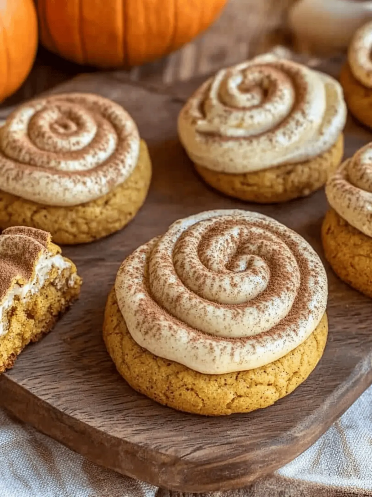 Soft Pumpkin Cookies with Cinnamon Frosting