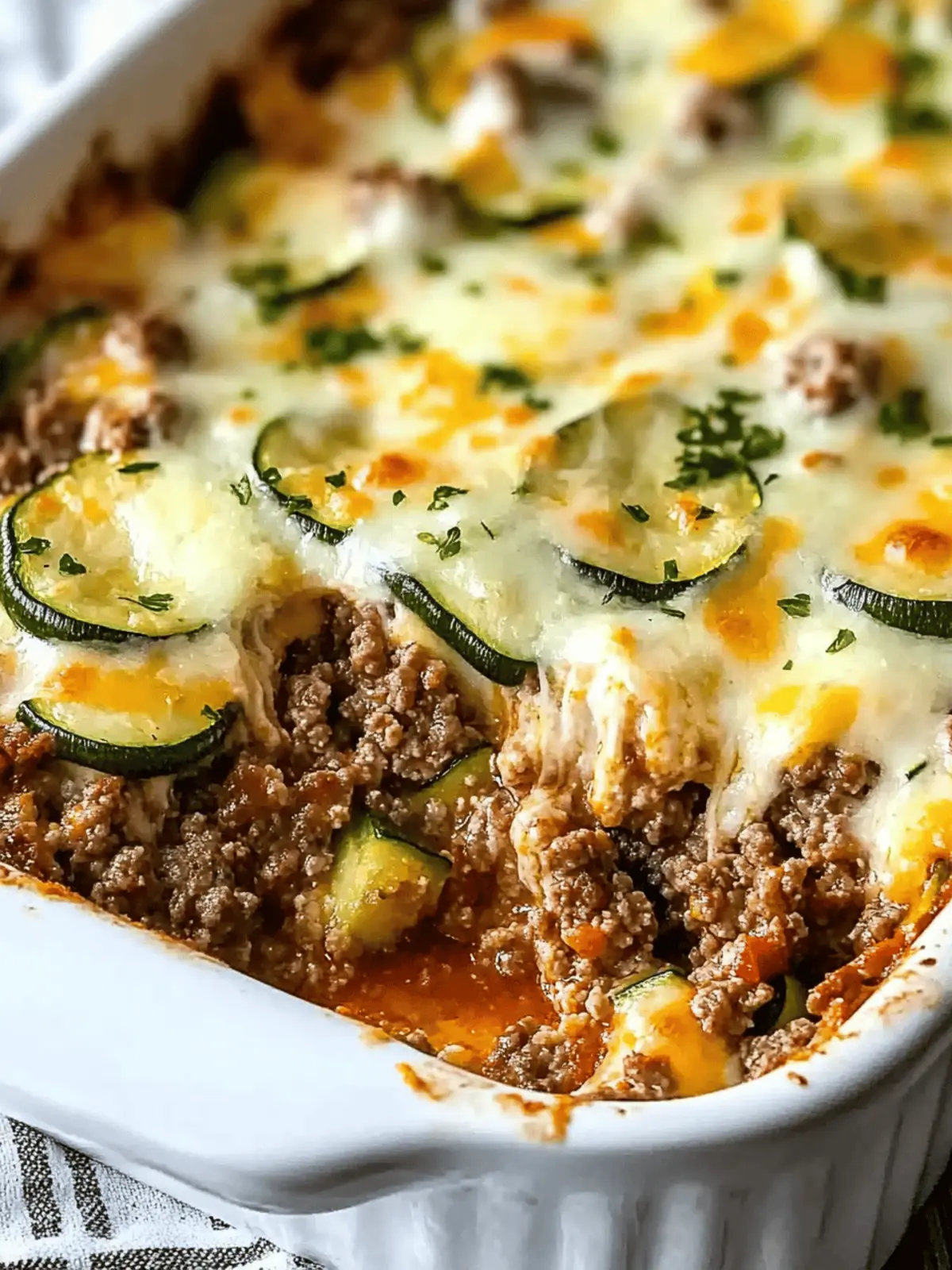 Cheesy Ground Beef and Zucchini Casserole
