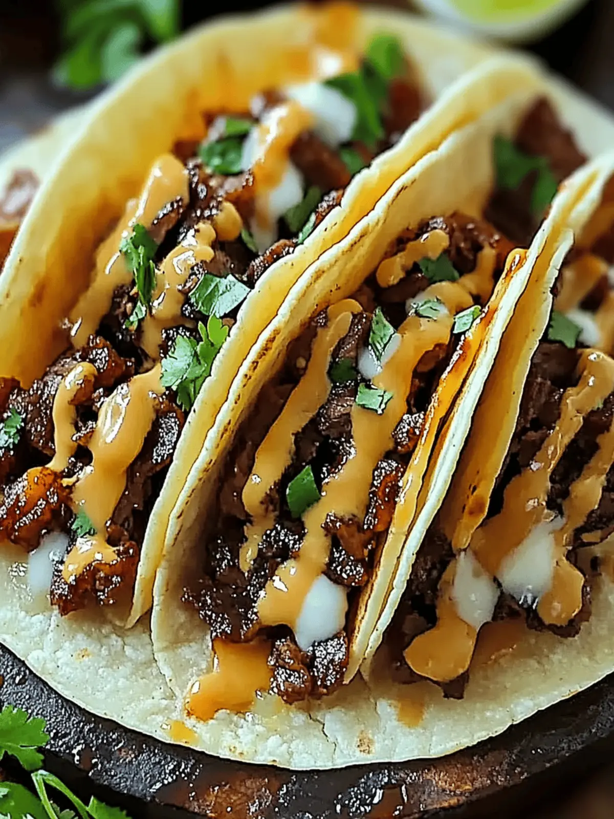 Garlic Butter Honey BBQ Beef Tacos