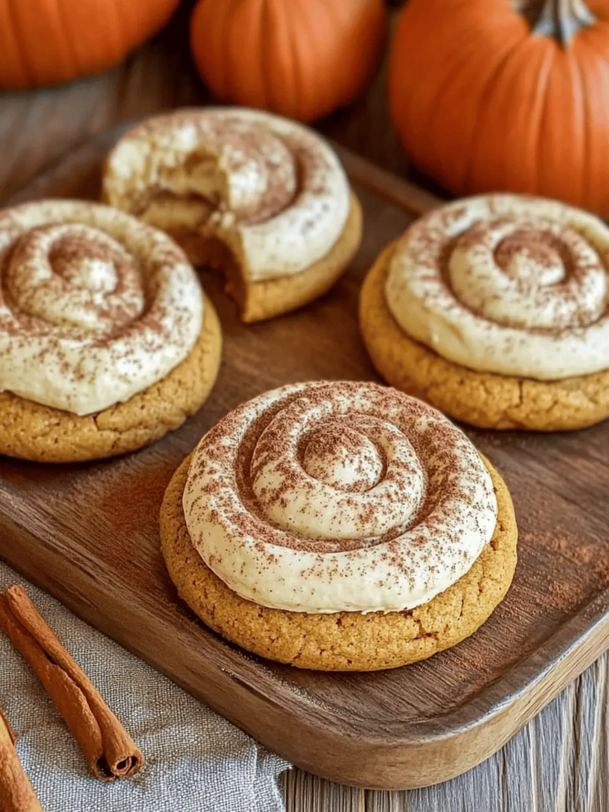 Soft Pumpkin Cookies with Cinnamon Frosting