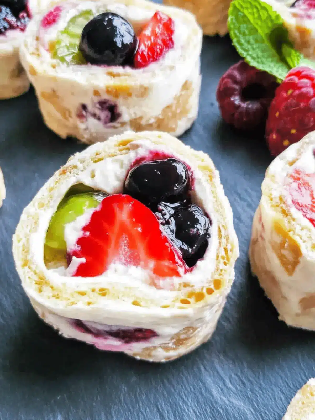 Easy Fruit Pinwheels with Cream Cheese and Berries