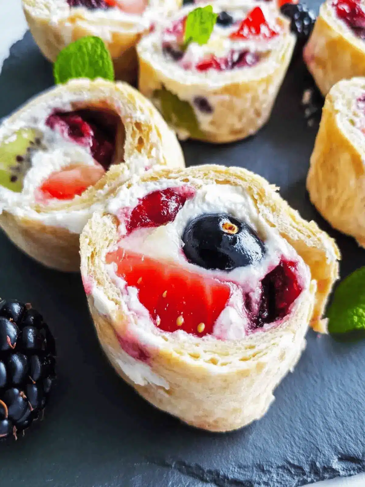 Easy Fruit Pinwheels with Cream Cheese and Berries