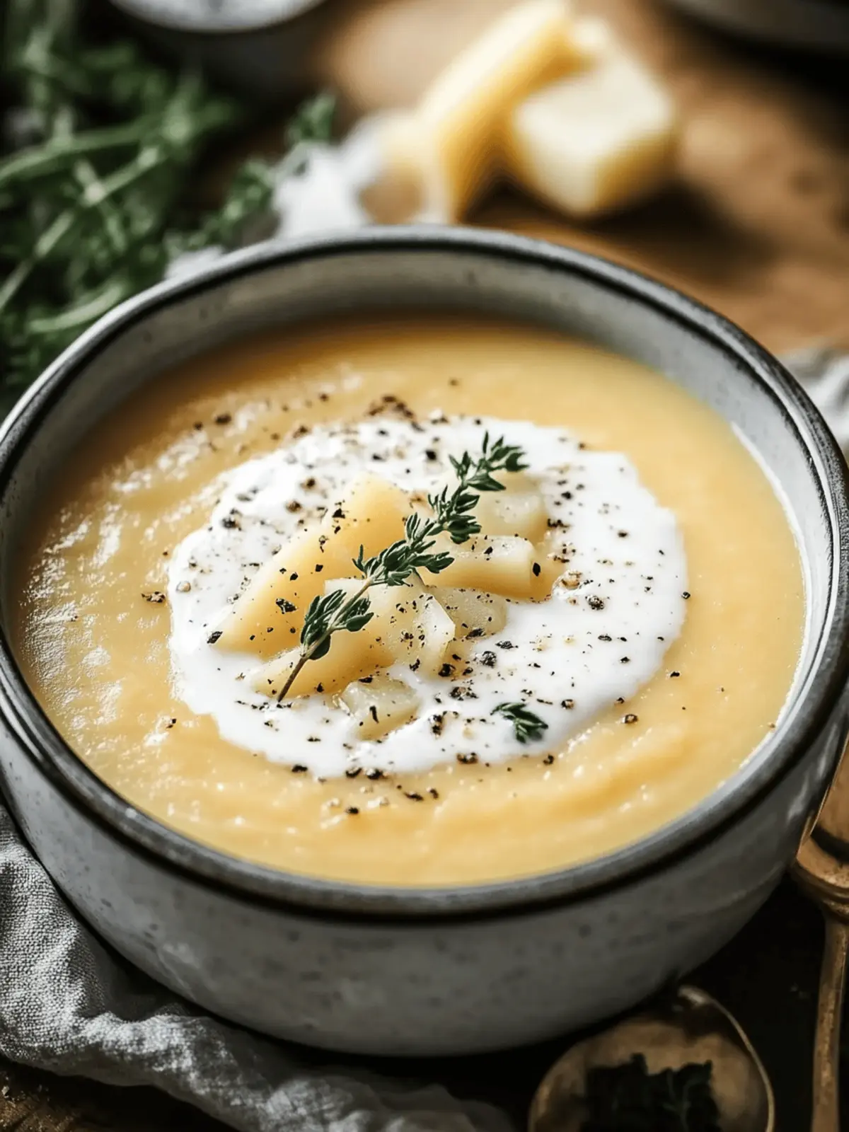 Creamy Cheddar Garlic Herb Potato Soup