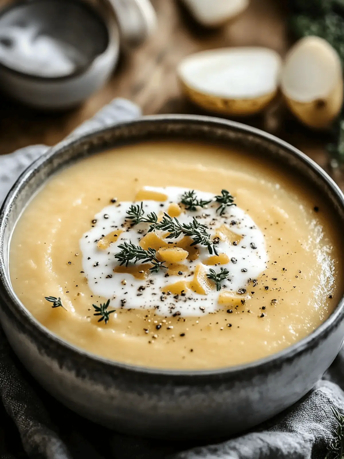 Creamy Cheddar Garlic Herb Potato Soup