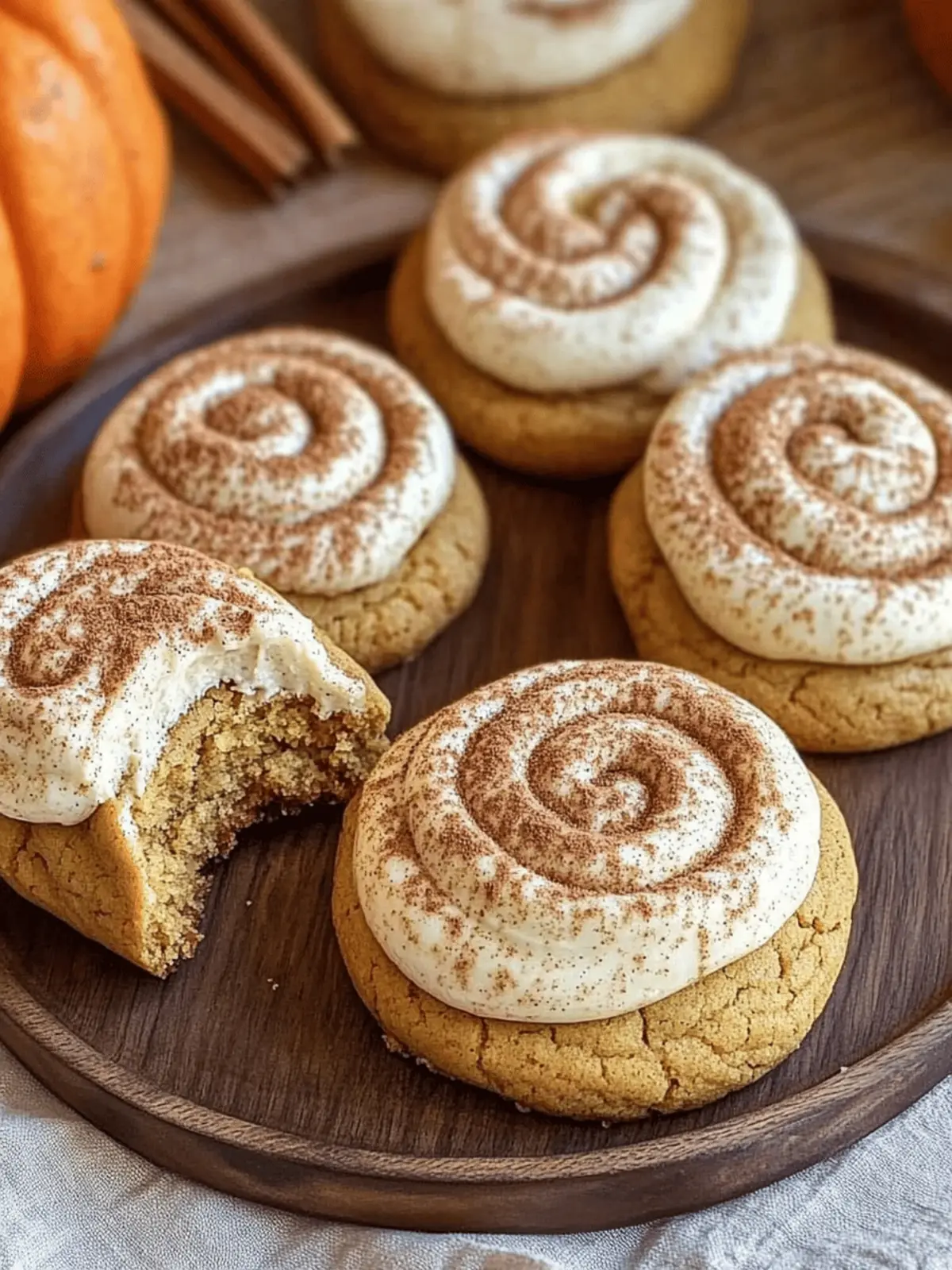 Soft Pumpkin Cookies with Cinnamon Frosting