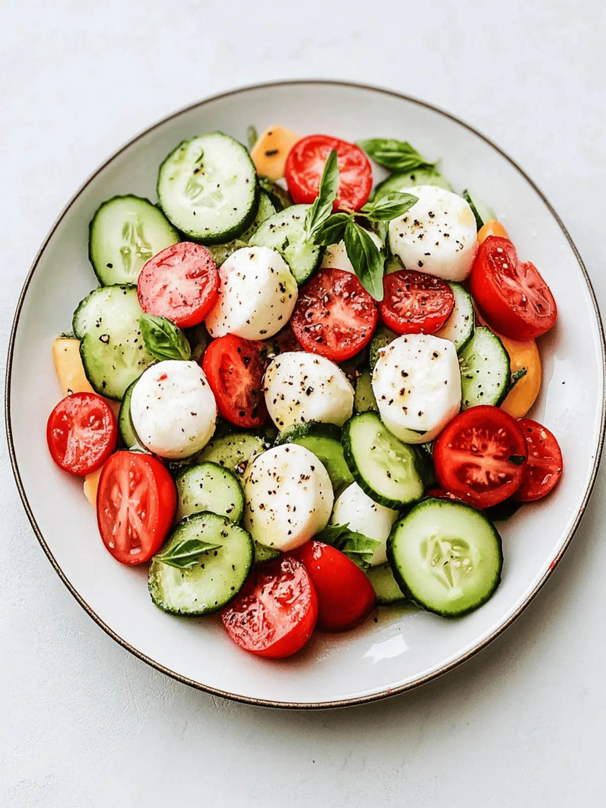 Fresh Cucumber Caprese Salad