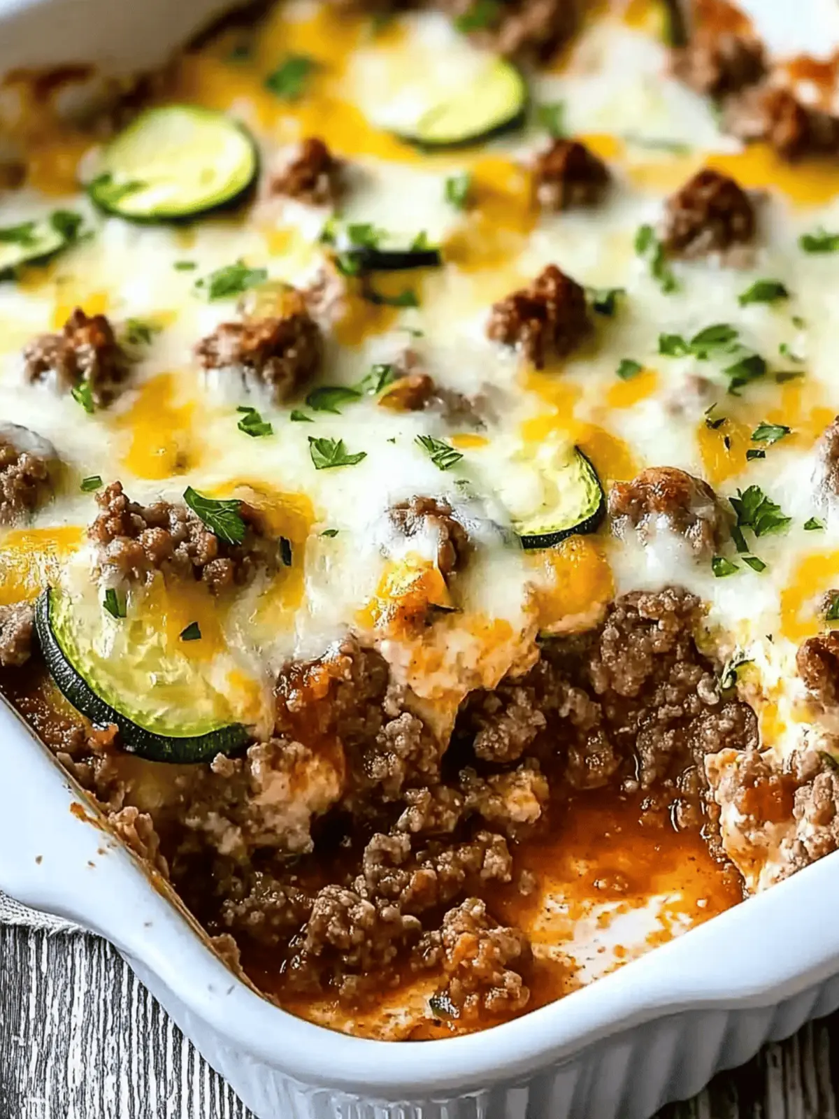 Cheesy Ground Beef and Zucchini Casserole