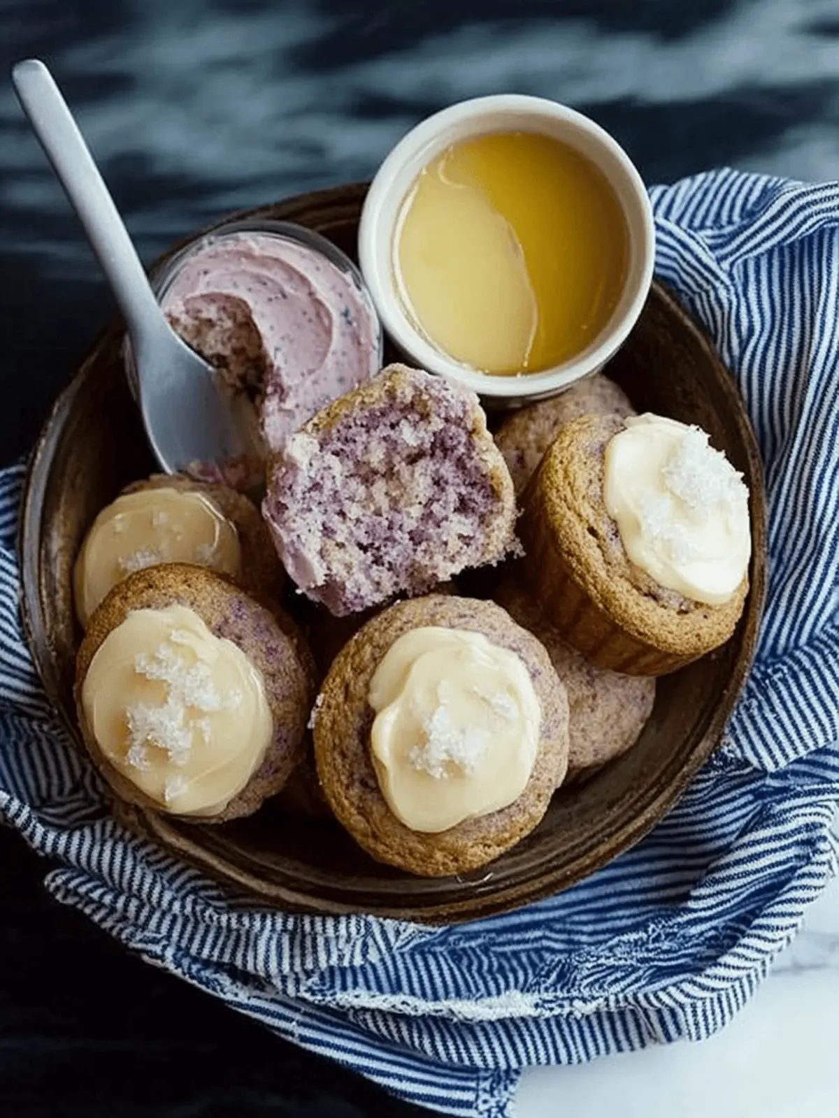 Blue Cornbread Muffins with Salty Honey Butter