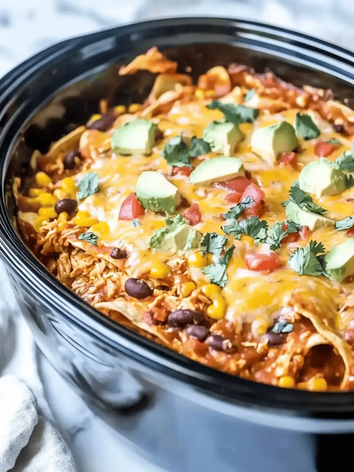 Crockpot Chicken Enchilada Casserole