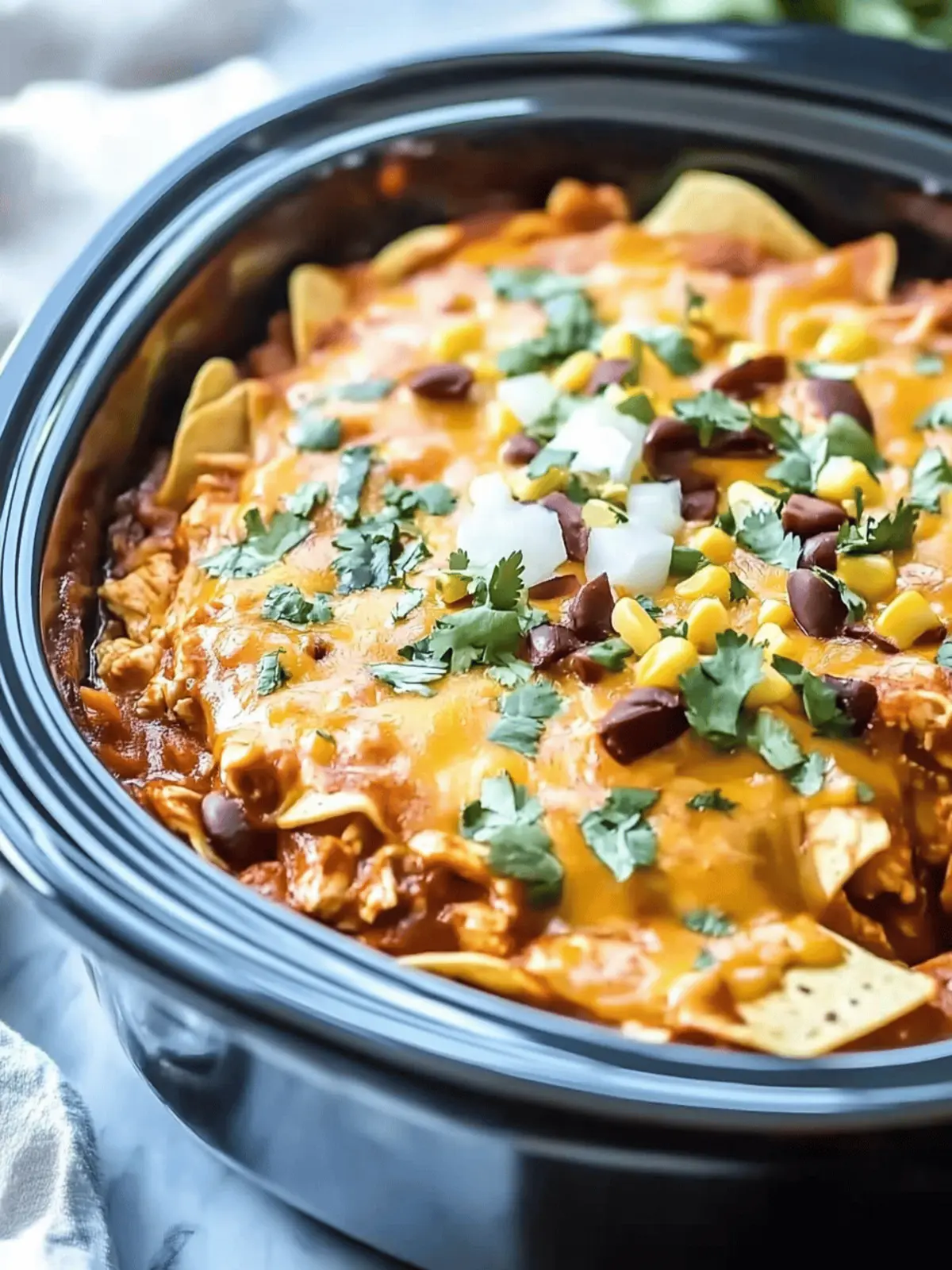 Crockpot Chicken Enchilada Casserole