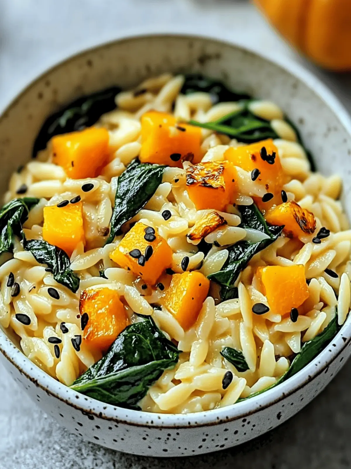 Creamy Orzo with Roasted Butternut Squash and Spinach