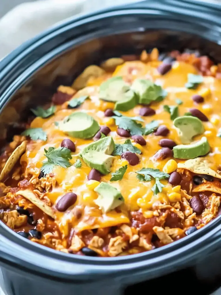 Crockpot Chicken Enchilada Casserole