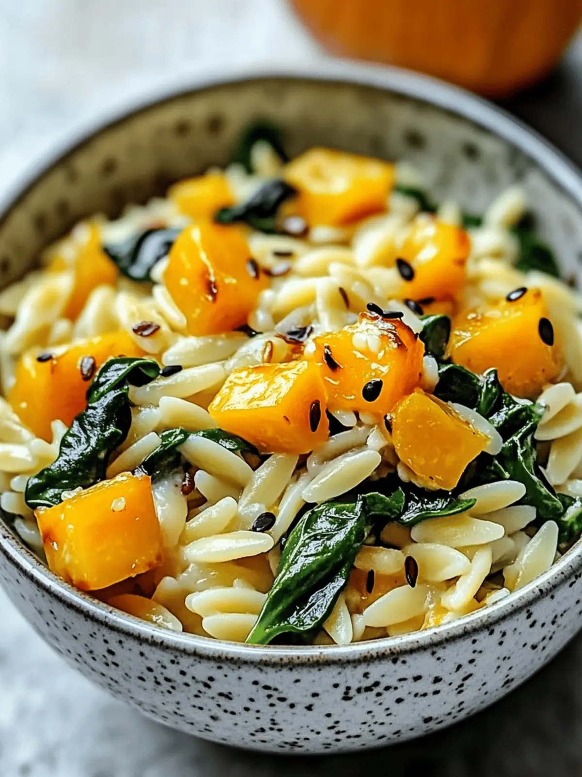 Creamy Orzo with Roasted Butternut Squash and Spinach