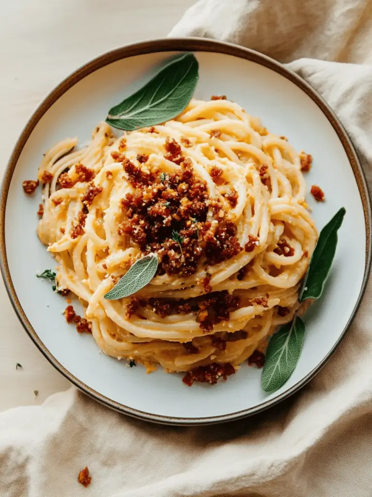 Pasta with Butternut Squash Sauce and Chorizo