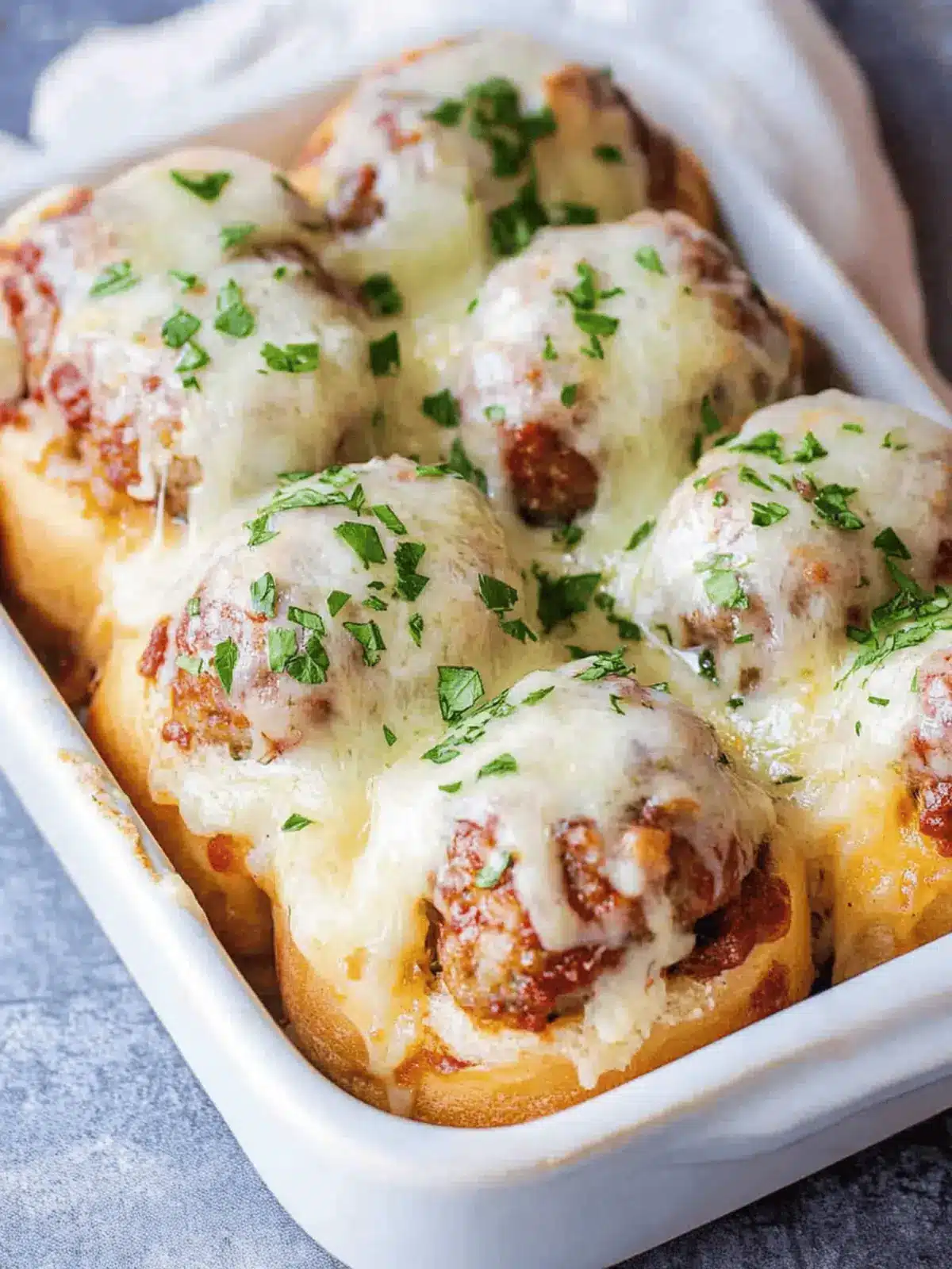 Baked Cheesy Meatball Sliders