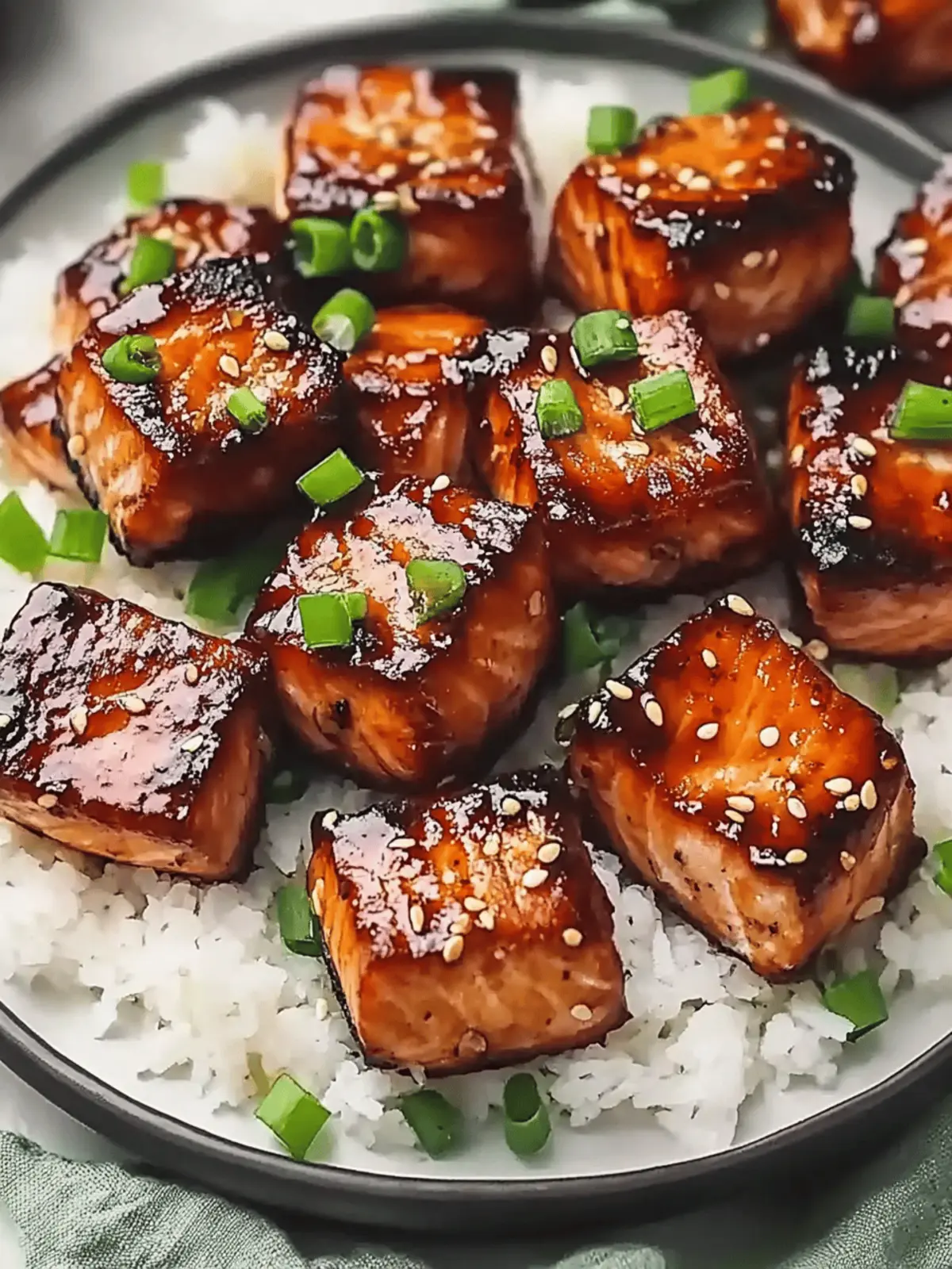 Honey Garlic Salmon Bites