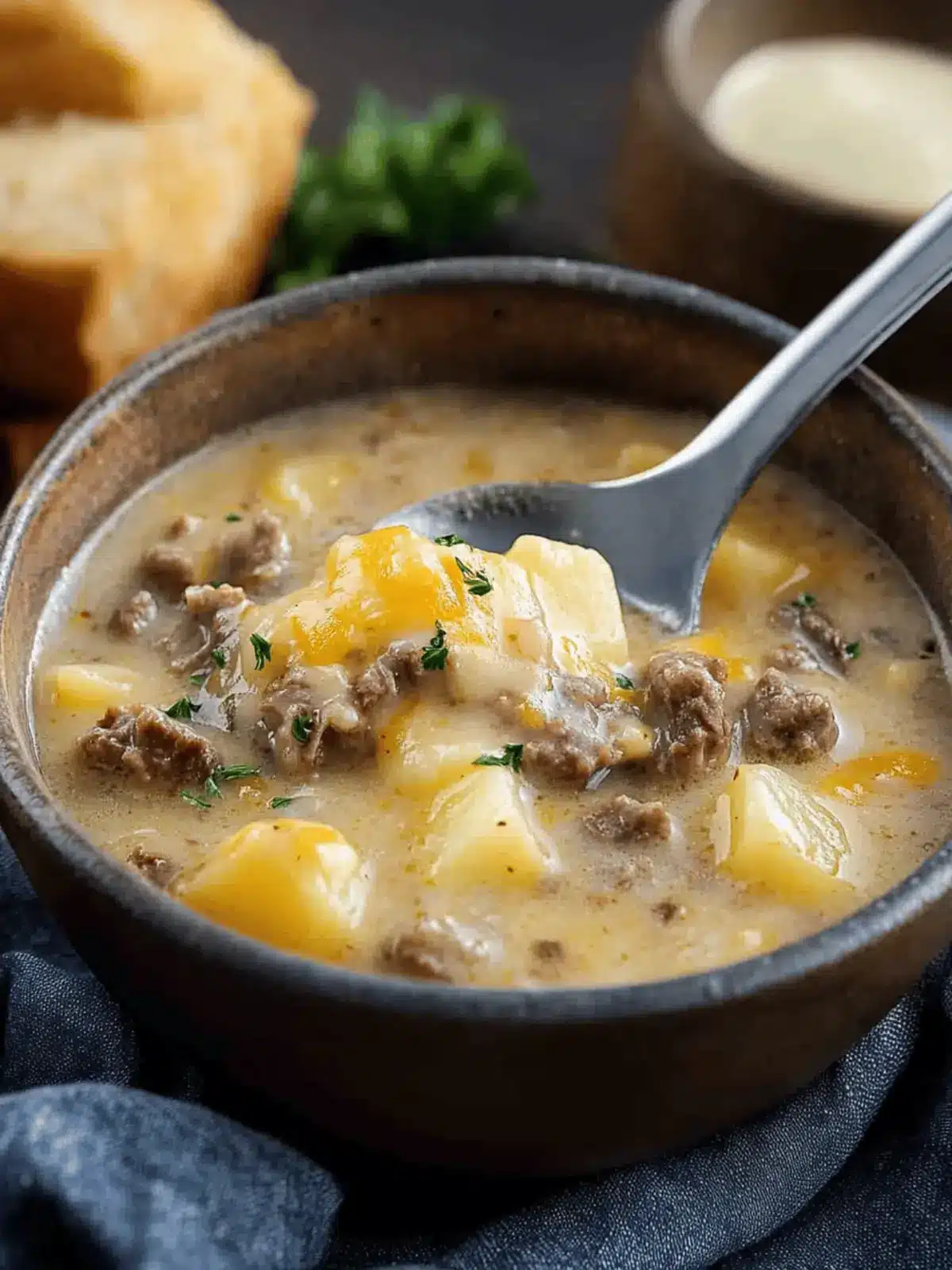 Cheesy Beef and Potato Soup