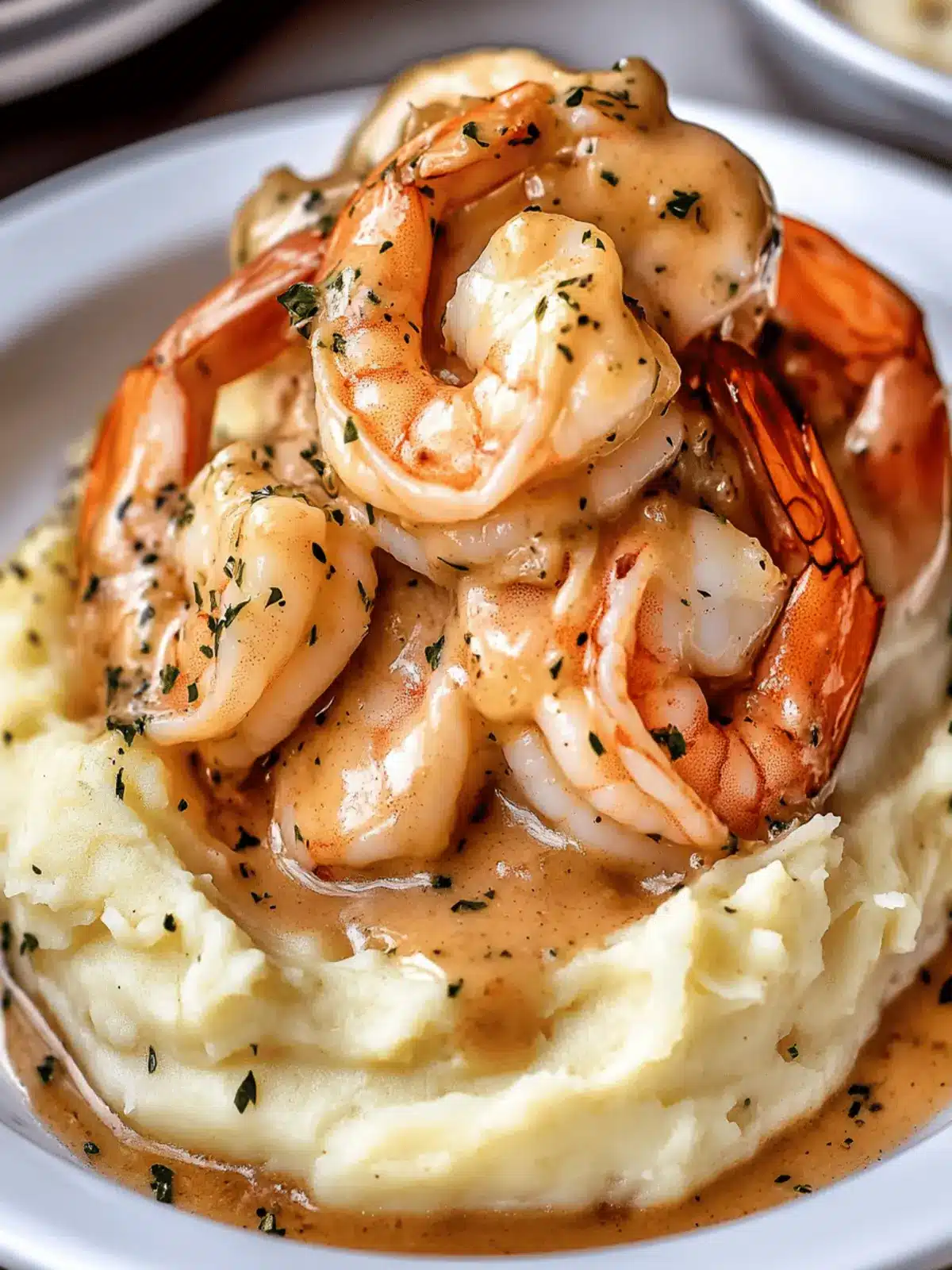 Creamy Garlic Shrimp Over Mashed Potatoes