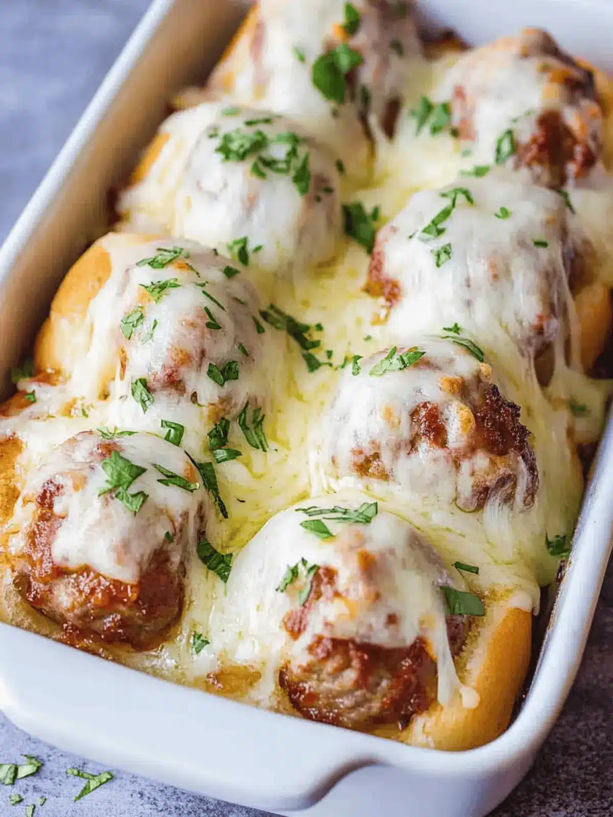 Baked Cheesy Meatball Sliders