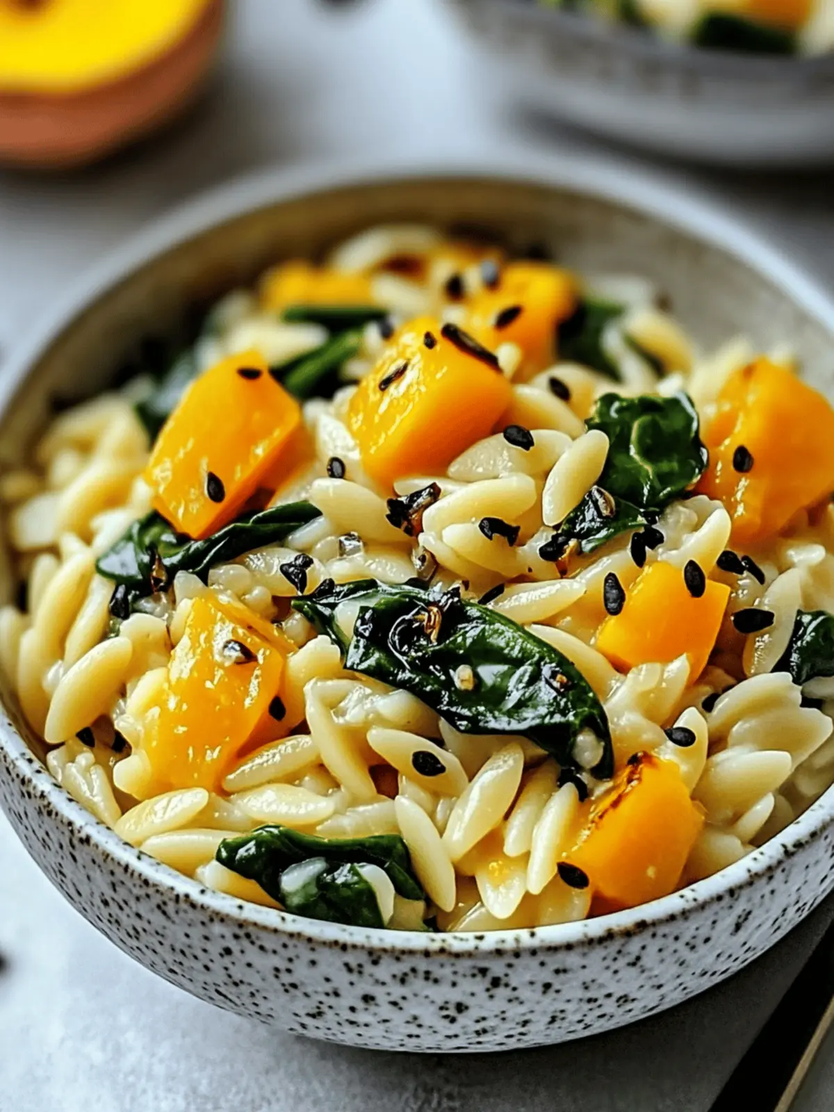 Creamy Orzo with Roasted Butternut Squash and Spinach